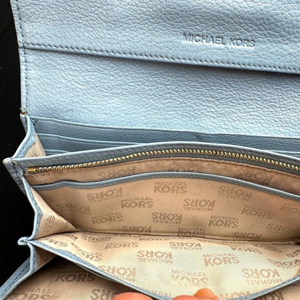Michael Kors Leather Powder Blue Zip-Around Wallet/Clutch - Picture 9 of 12